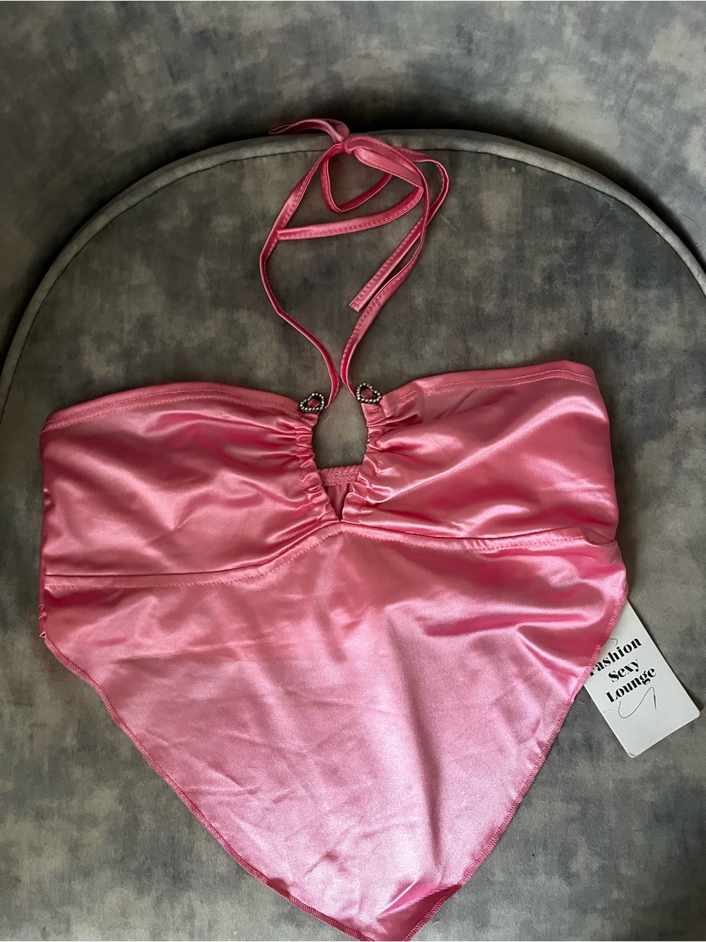 NWT Y2K Satin Pink Halter Bandana Top Barbiecore